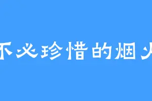 不必珍惜的烟火