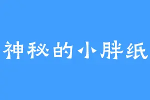 神秘的小胖纸